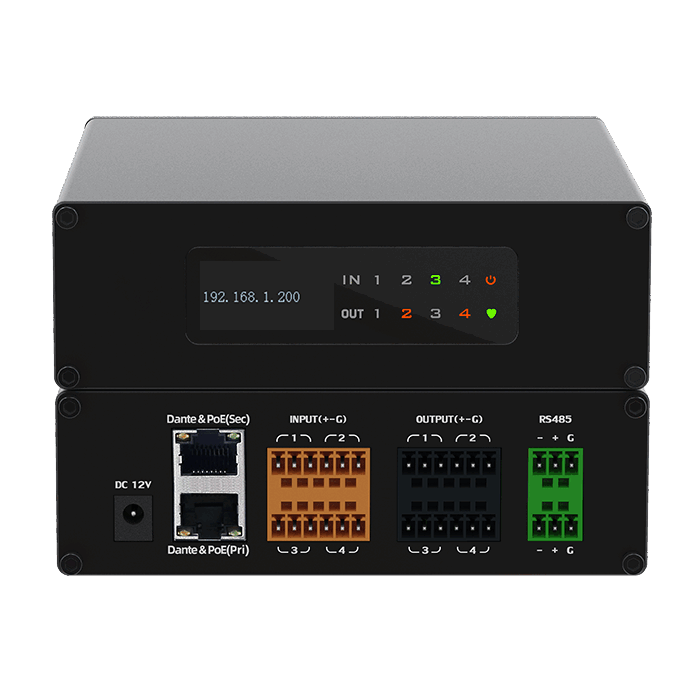 Dante 4 in 4 Out Netwerk Audio Processor Box